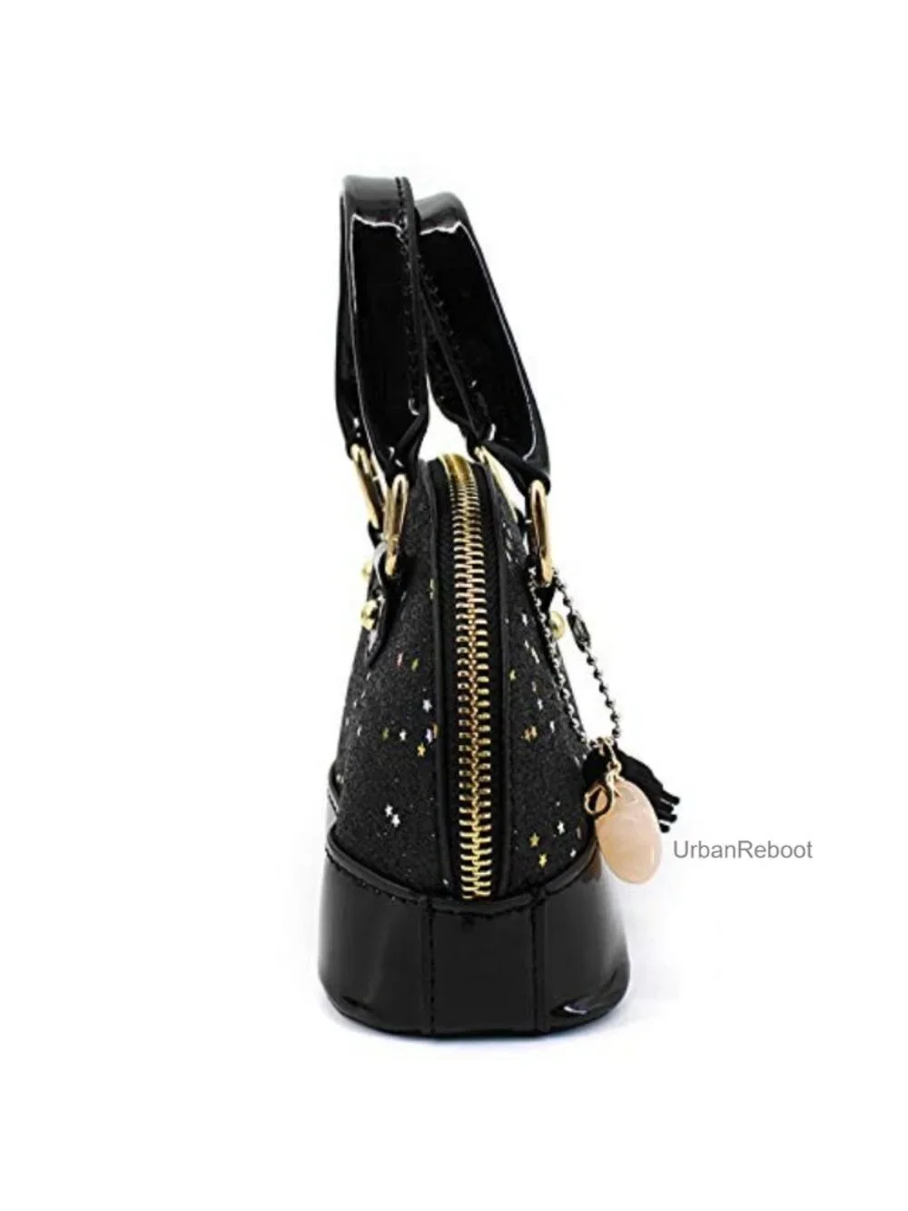 Girls Sequin Patent Leather Mini Dome Satchel Purse Top Handle Crossbody Bag
